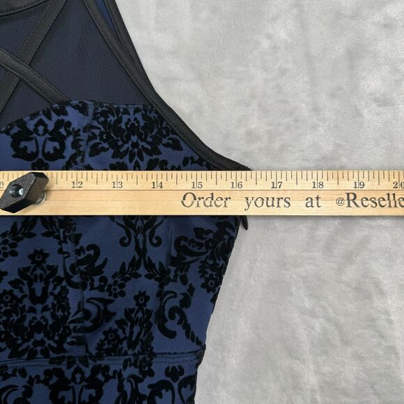 Enfocus Studio Dress Womens 10 Blue Damask Cut Out Velvet Fit & Flare Halter - Picture 8 of 12